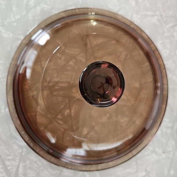 Pyrex Visions & Fireside V-1-C Amber Lid 6.5" small brown round glass top - Picture 2 of 8
